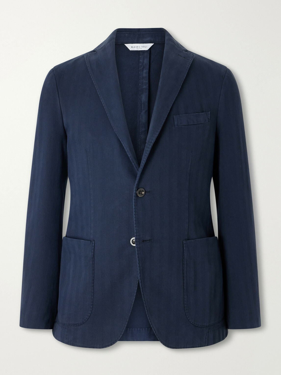 Boglioli - Herringbone Cotton and Cashmere-Blend Twill Suit Jacket - Blue