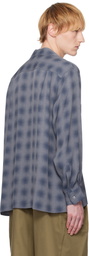 YOKE Blue & Purple Blurred Ombre Plaid Shirt