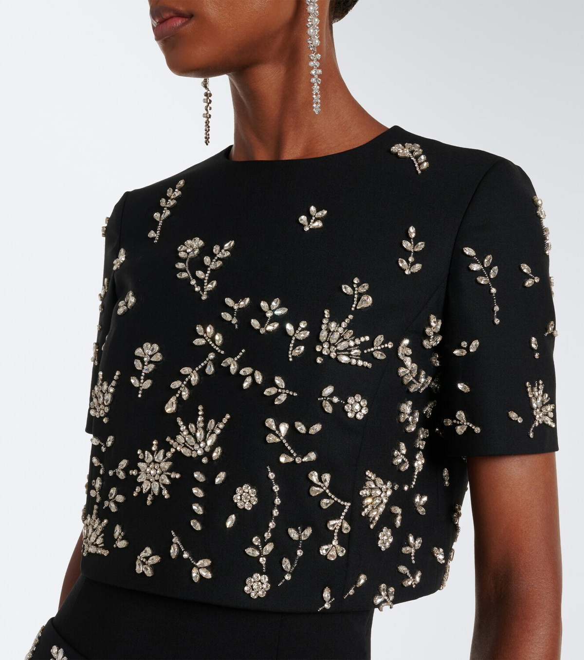 Oscar de la Renta Embellished wool-blend bustier gown