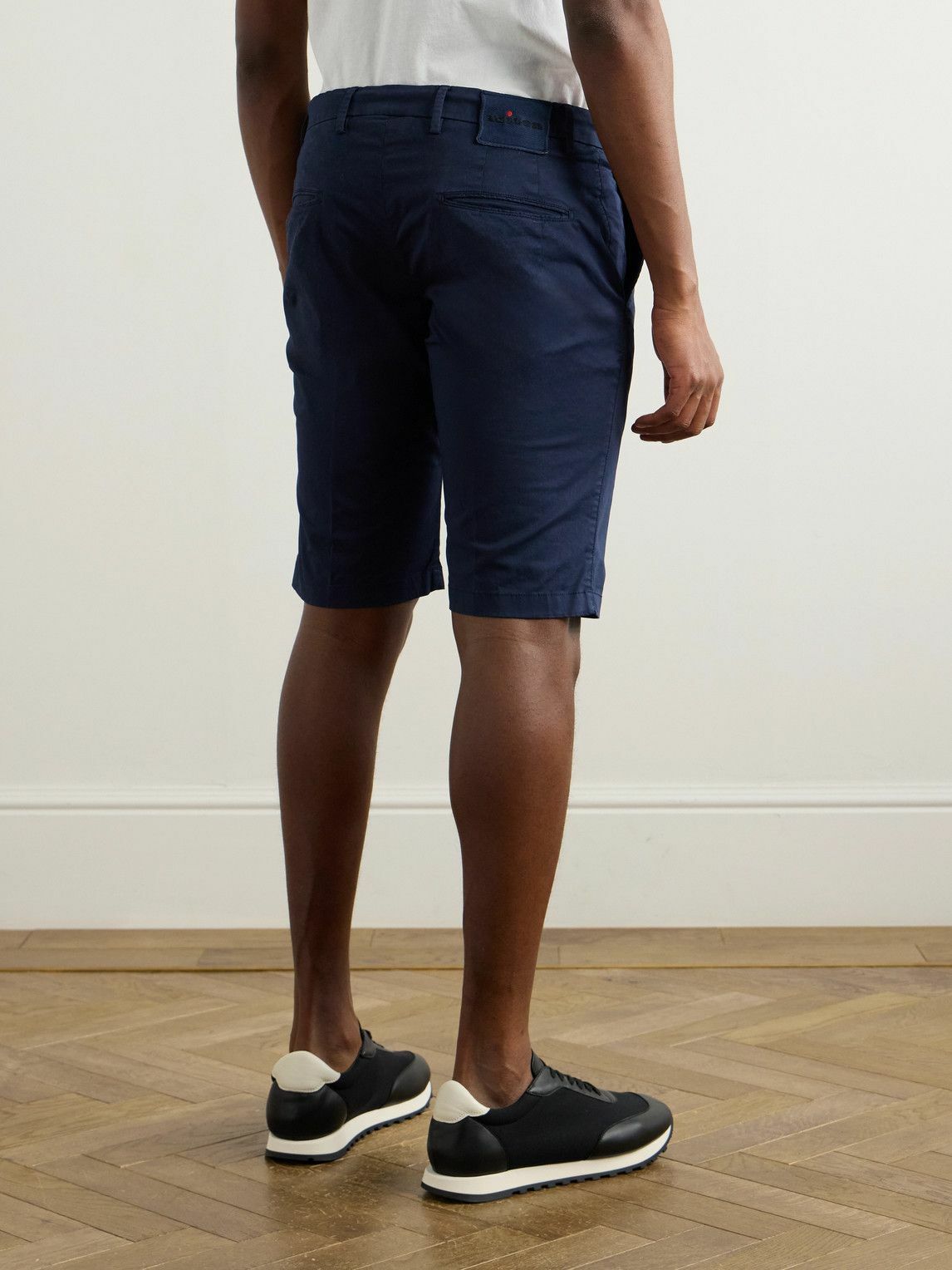 Kiton - Straight-Leg Stretch-Cotton Shorts - Blue