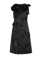 Ganni Bow-appliquéd Satin Midi Dress Black