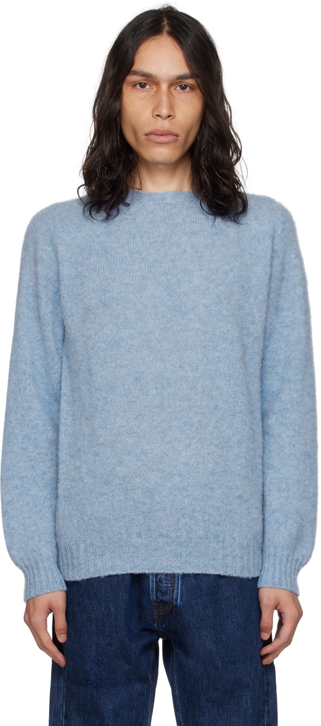 Photo: Drake's Blue Brushed Sweater
