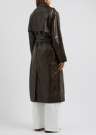 Stine Goya Belted Faux Leather Trench Coat Chocolate