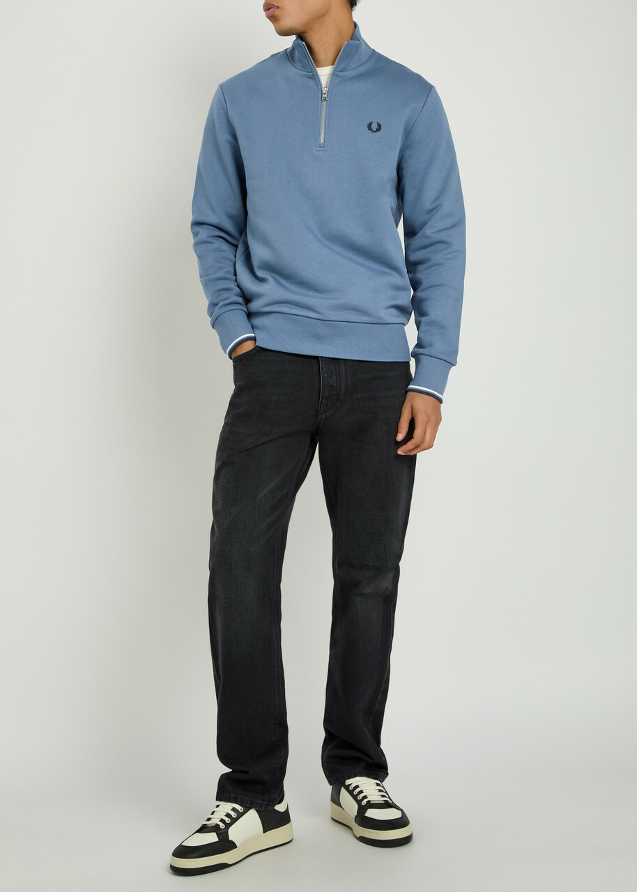 Fred Perry Half-zip Cotton Sweatshirt Blue