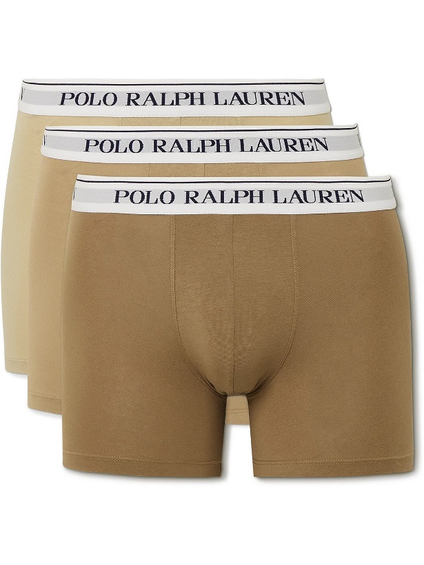 Photo: Polo Ralph Lauren - Three-Pack Stretch-Cotton Jersey Boxer Briefs - Brown
