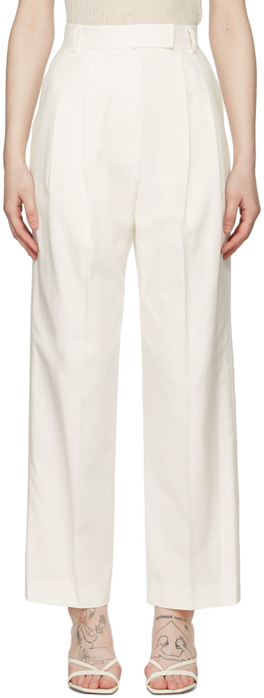 Blossom Off-White Cotton Trousers