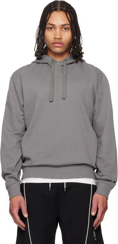 Photo: Hugo Gray Cotton Terry Contrast Logo Hoodie