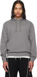 Hugo Gray Cotton Terry Contrast Logo Hoodie