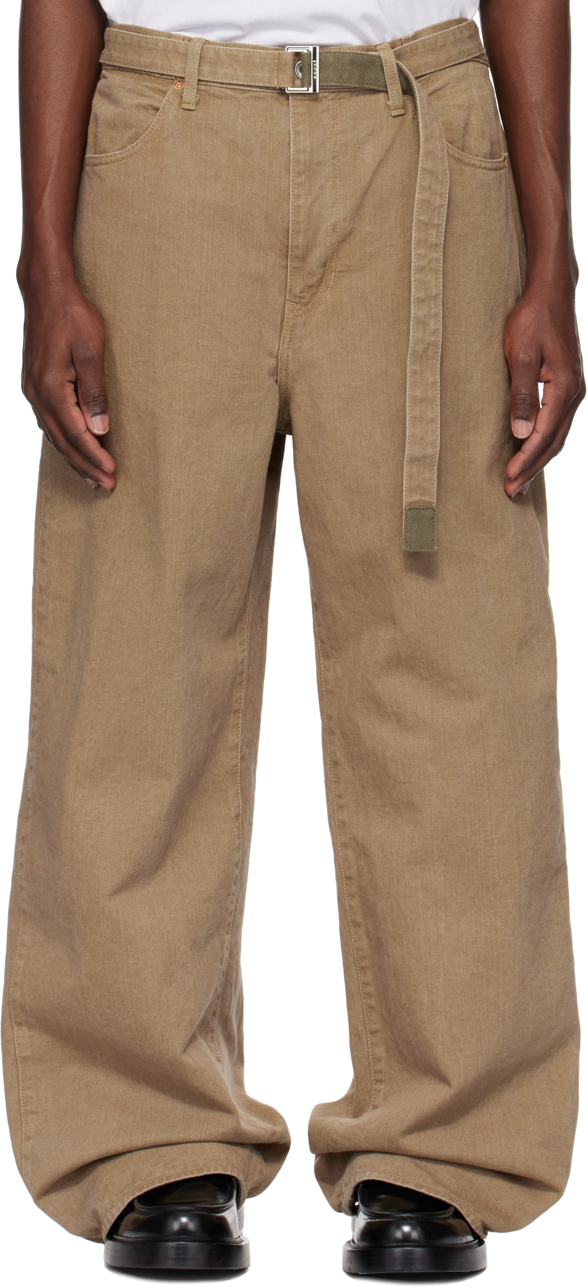パンツ Sacai Belted cargo trousers Beige sacai Beige Belted Cargo Pants Sacai