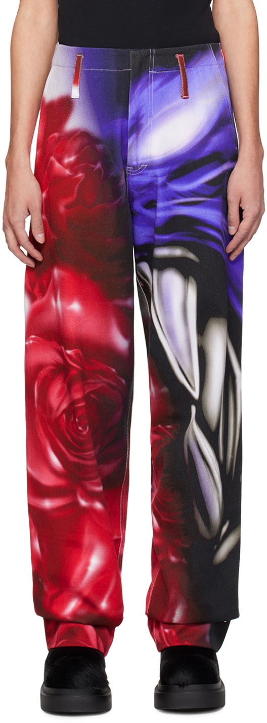 Gerrit Jacob Blue & Red Printed Jeans Gerrit Jacob