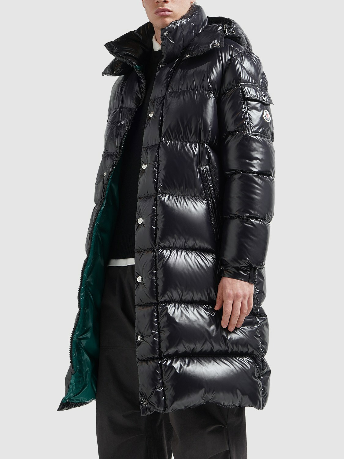 MONCLER - Hanoverian Nylon Long Down Jacket Moncler