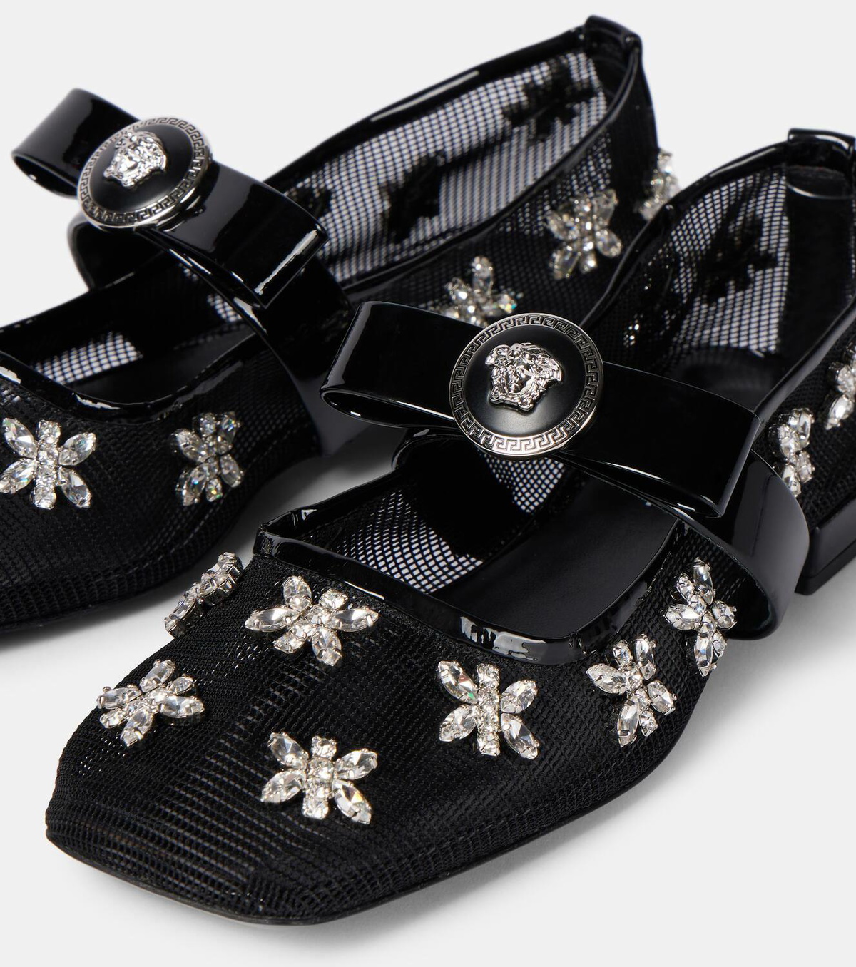 Versace Gianni Ribbon embellished ballet flats Versace