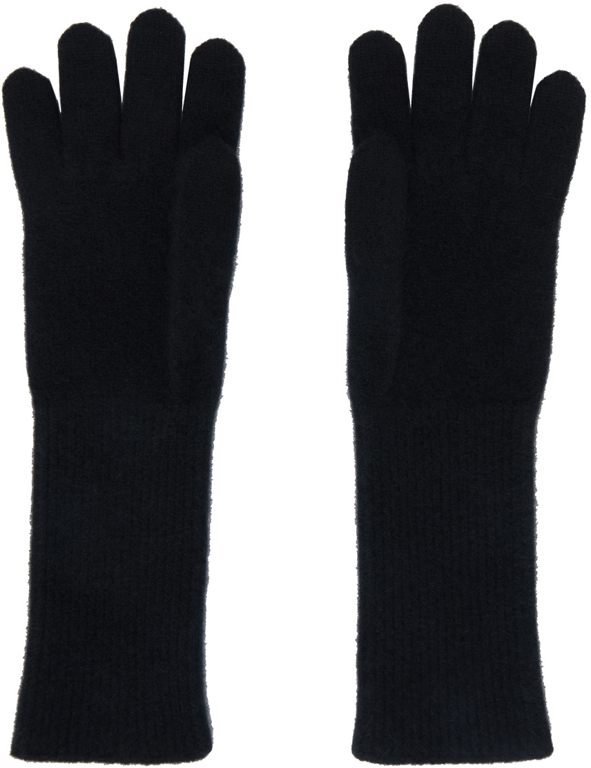AURALEE Black Baby Cashmere Knit Long Gloves Auralee