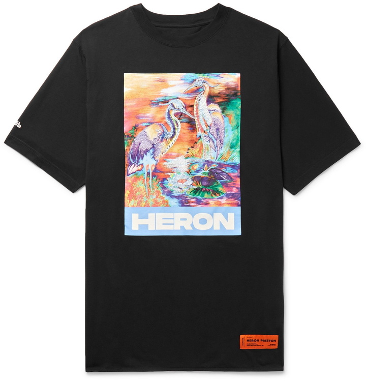 Photo: Heron Preston - Embroidered Printed Organic Cotton-Jersey T-Shirt - Black