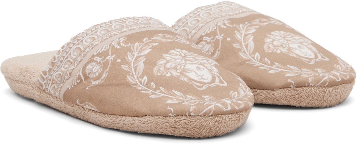 Versace Taupe 'I Heart Baroque' Slippers