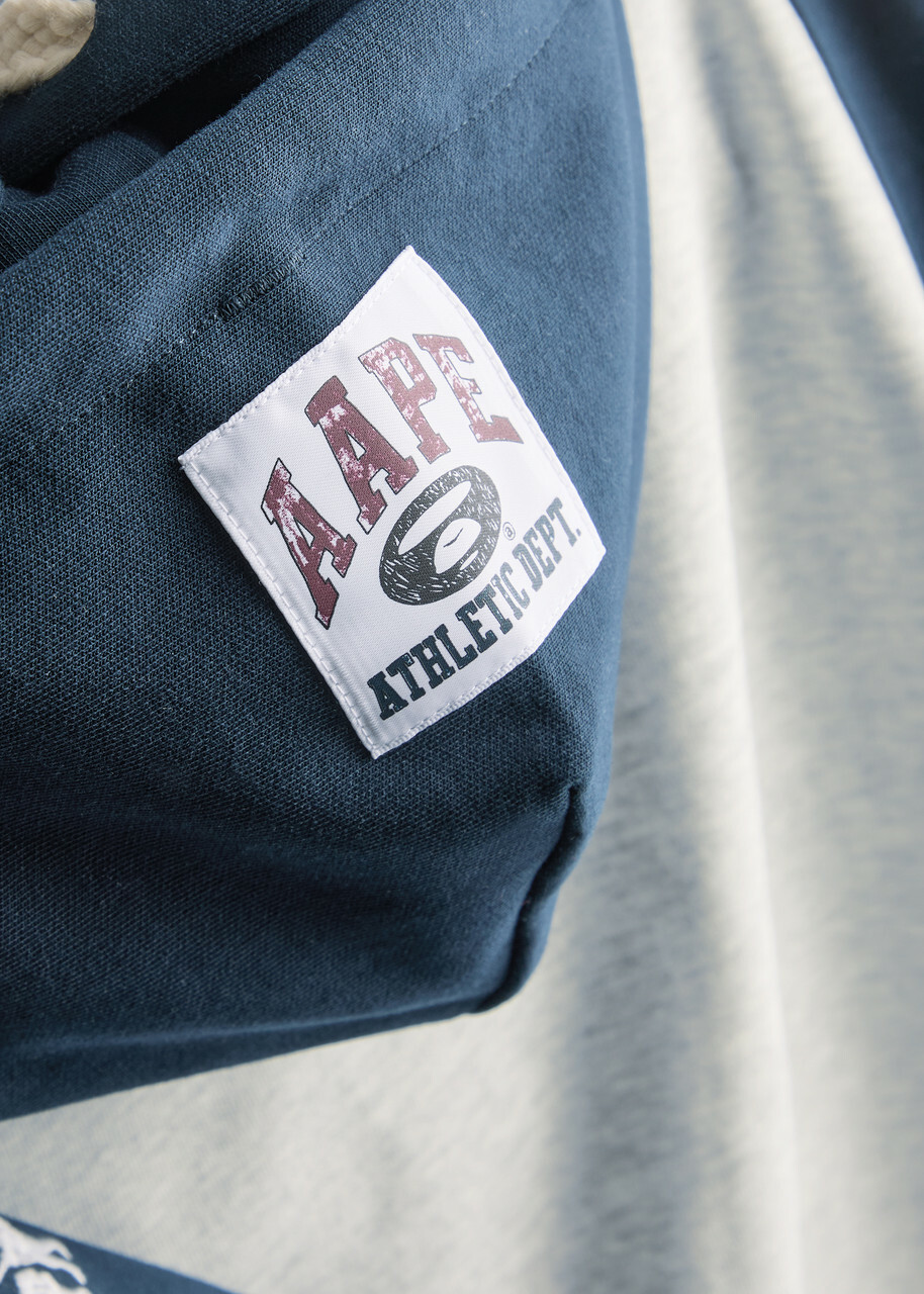 Aape College Colour-block Hooded Sweatshirt Blue
