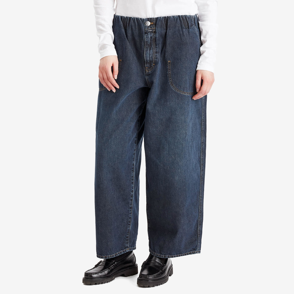 Closed Women's Wylan Ruched Waist Jeans in Dark Blue