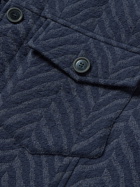 GIORGIO ARMANI - Herringbone Virgin Wool-Blend Jacquard Jacket - Blue