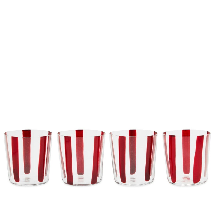 Photo: The Conran Shop Nova Stripe Tumbler 360ml - Set of 4 in Burgundy 