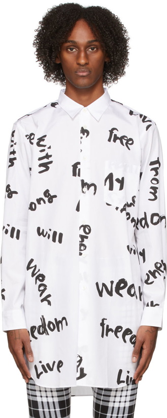 Photo: Comme des Garçons Homme Plus White Script Shirt