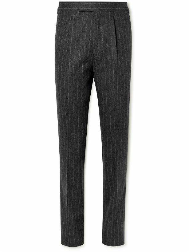 Photo: Kingsman - Tapered Pinstriped Wool Suit Trousers - Gray