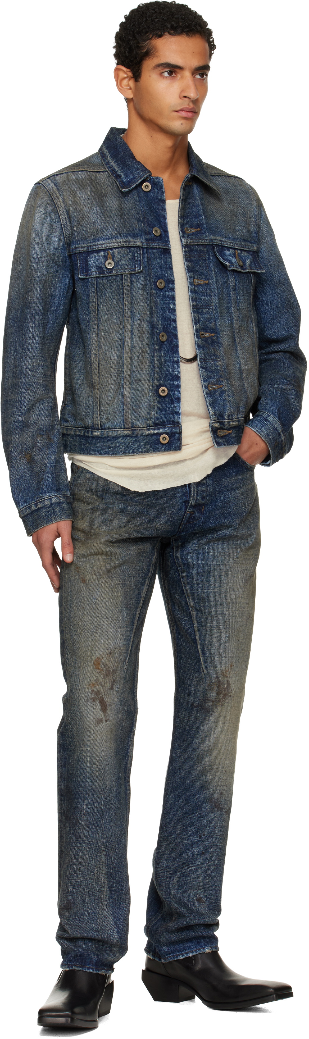 Rick Owens DRKSHDW Blue Concordians Trucker Denim Jacket