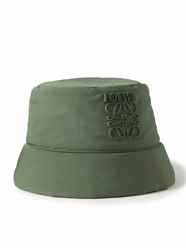 Photo: LOEWE - Logo-Appliquéd Padded Nylon Bucket Hat - Green