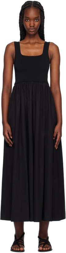 Photo: Matteau Black Knit & Cotton Midi Dress