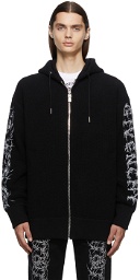 Givenchy Black Bouclé Barbed Wire Zip Hoodie