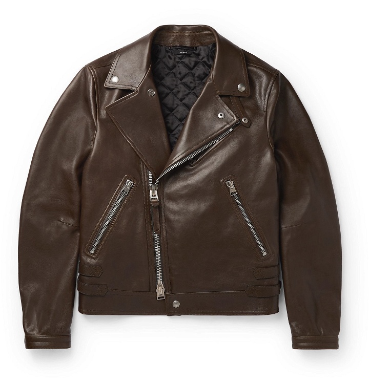 Photo: TOM FORD - Slim-Fit Leather Jacket - Brown