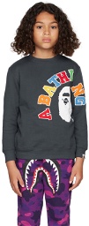 BAPE Kids Gray Ape Head College Patch Sweatshirt