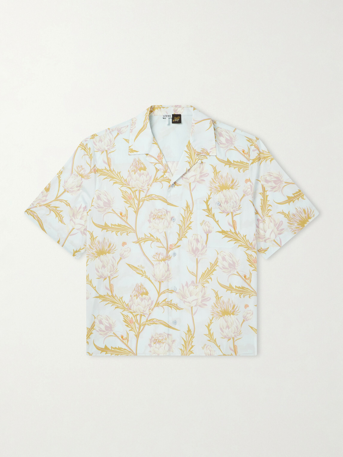LOEWE - Paula's Ibiza Anagram-Embroidered Camp-Collar Printed Cotton Shirt - Blue