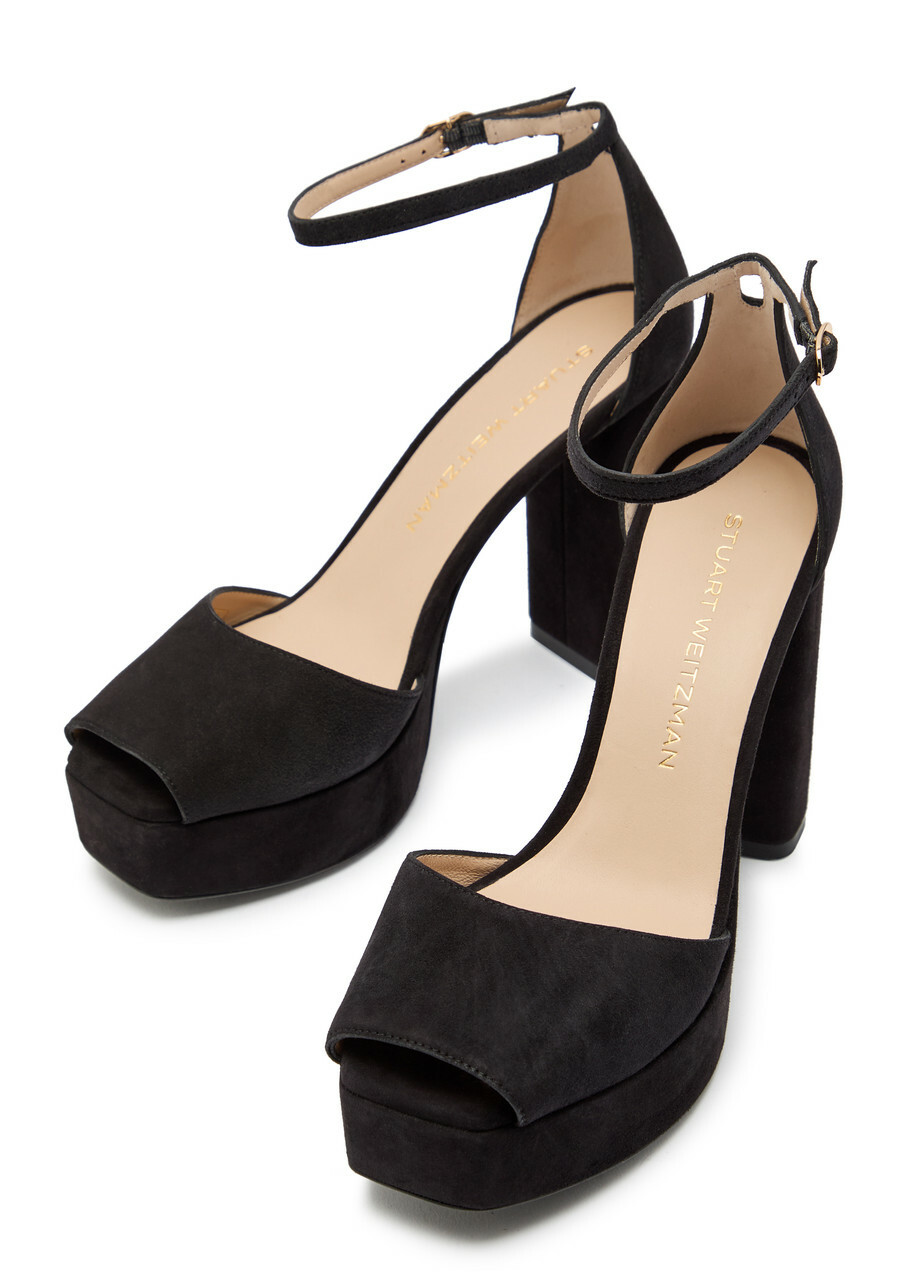 Stuart Weitzman Sabrina 110 Suede Platform Sandals Black