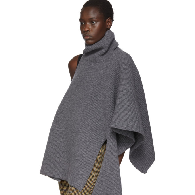 Ports 1961 Grey Fully Fashioned Poncho Turtleneck