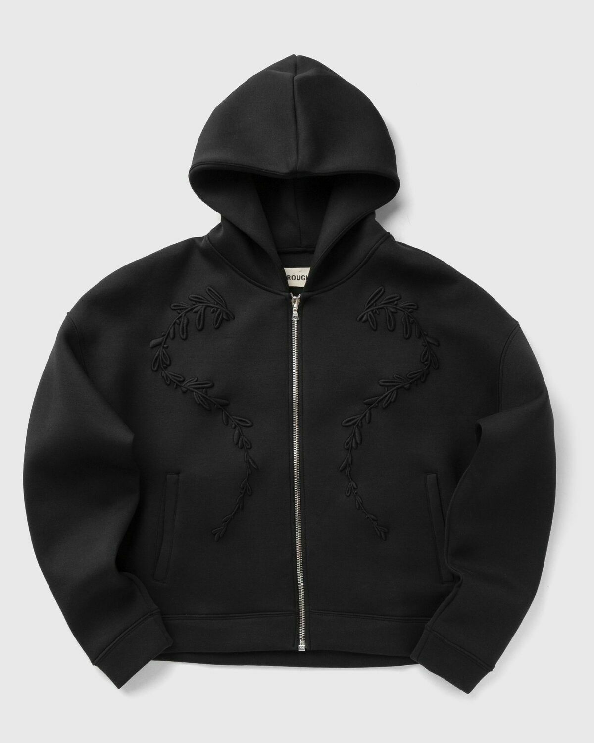 Rough. PADDED ZIP HOODIE Black Mens Hoodies/Zipper