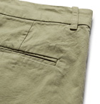 Fanmail - Cropped Pleated Organic Cotton Trousers - Men - Sage green