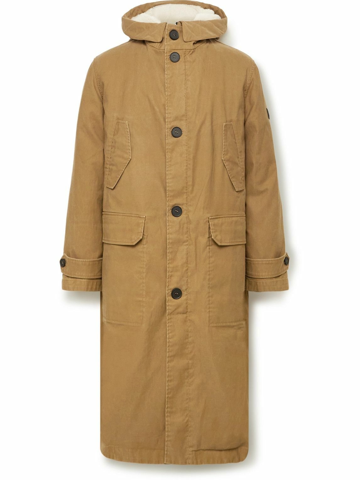 Photo: Yves Salomon - Cotton-Twill Parka with Detachable Shearling and Shell Hooded Down Liner - Neutrals