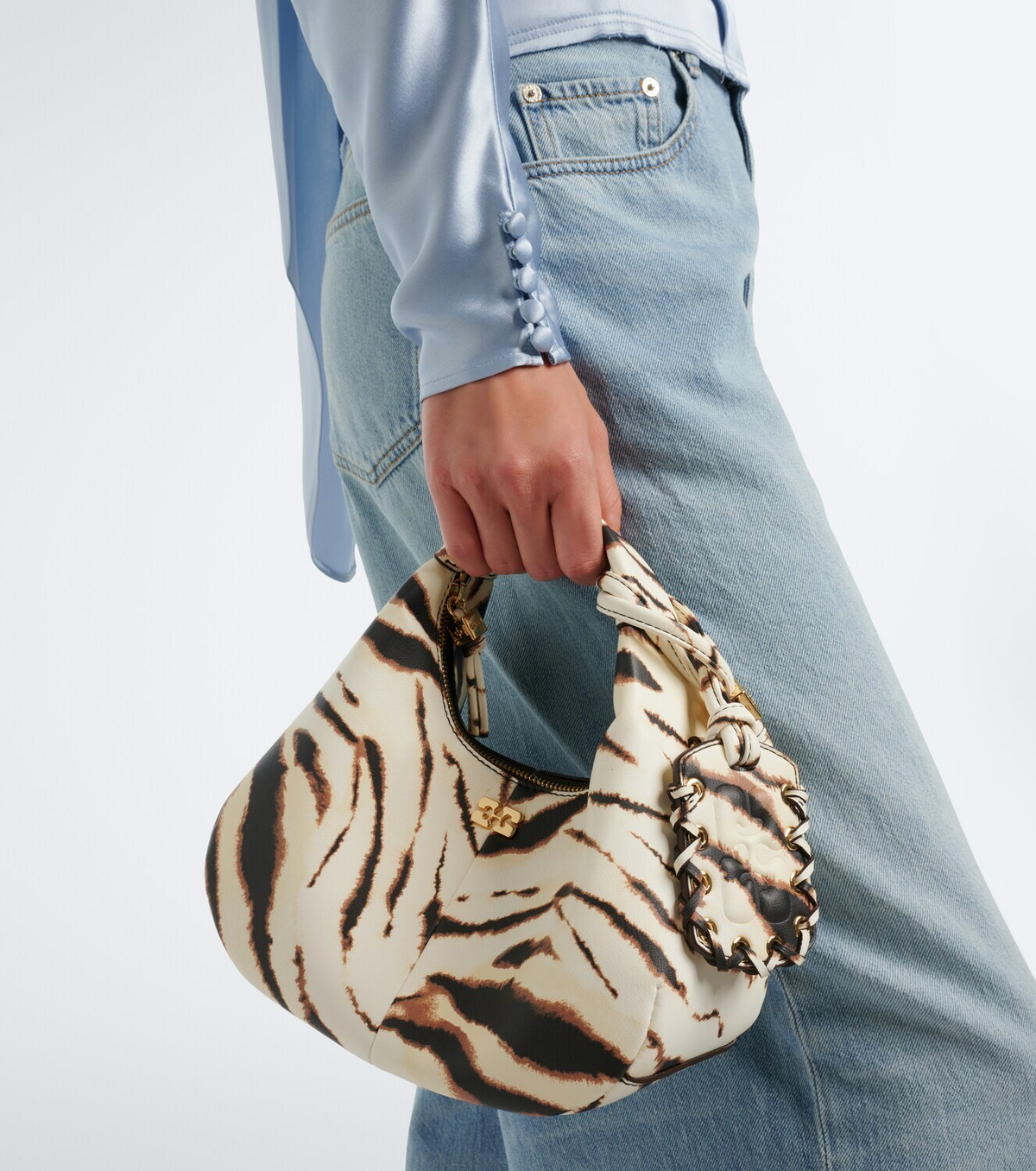 Ganni Mini zebra-printed tote bag