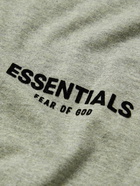 FEAR OF GOD ESSENTIALS - Logo-Flocked Cotton-Jersey T-Shirt - Gray