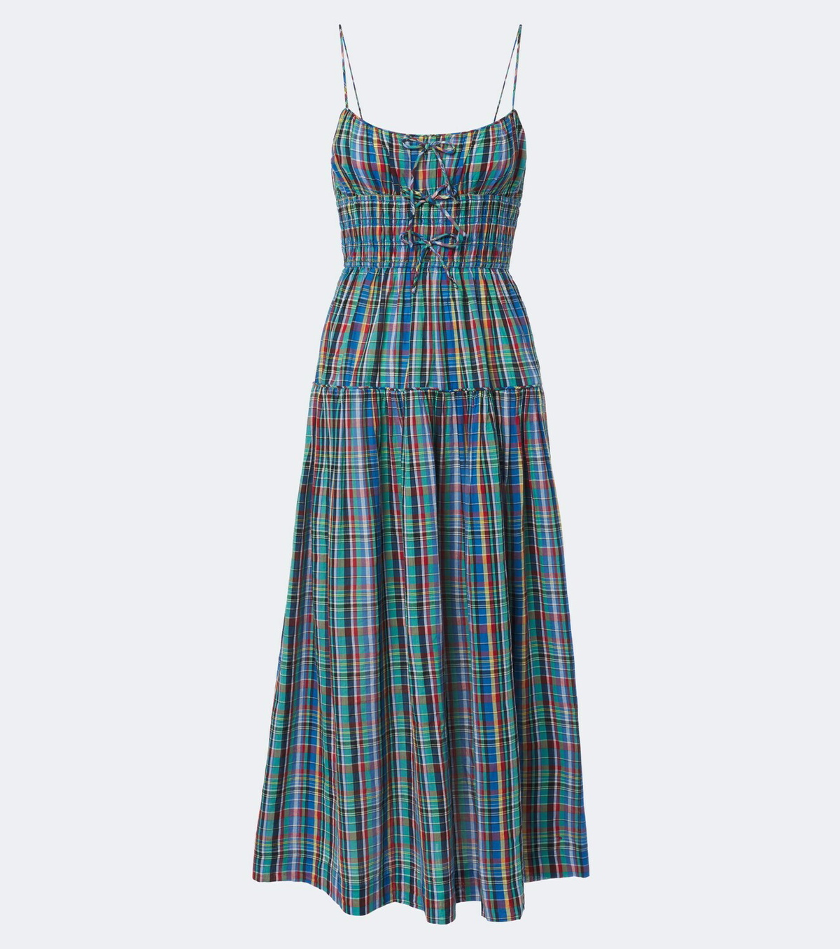 Dôen Brielle plaid cotton midi dress