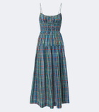 Dôen Brielle plaid cotton midi dress