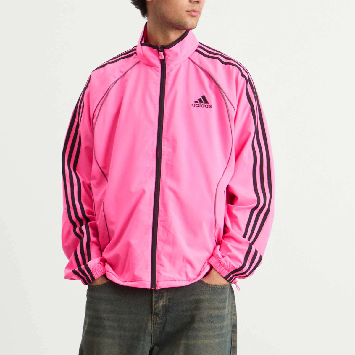 Adidas Men's Teamgeist Track Top in Lucid Pink/Black