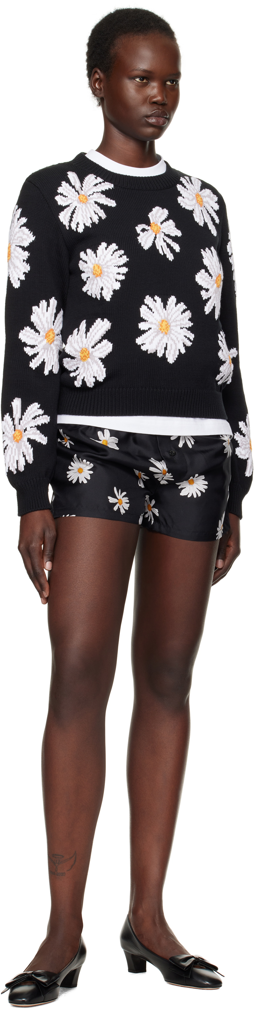 Moschino Black All Over Daisy Print Shorts