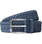 Tod's - 3.5cm Blue Woven Suede Belt - Men - Blue