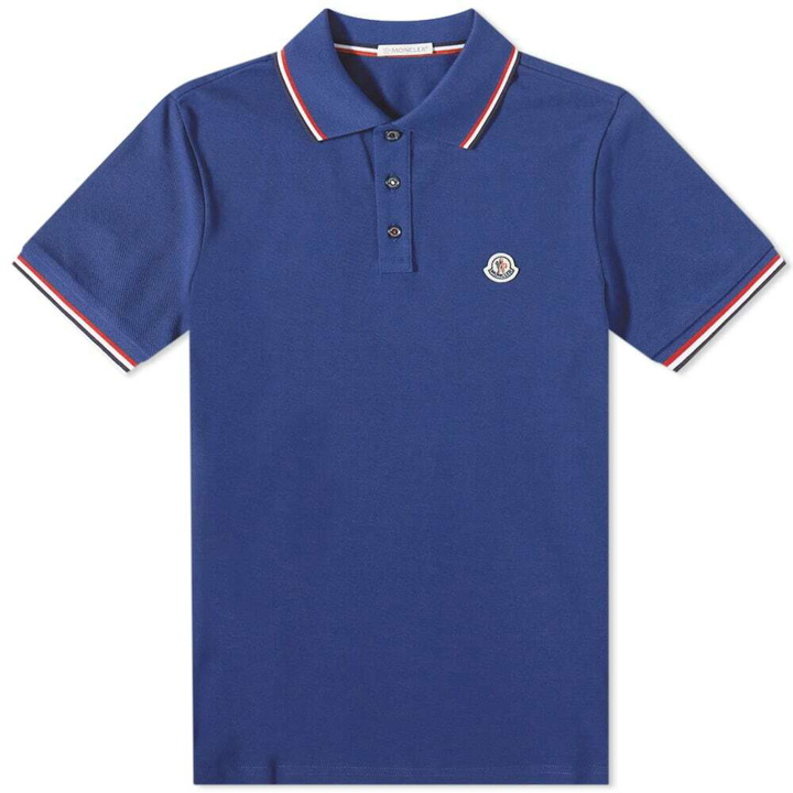 Photo: Moncler Men's Classic Logo Polo Shirt in Royal Blue