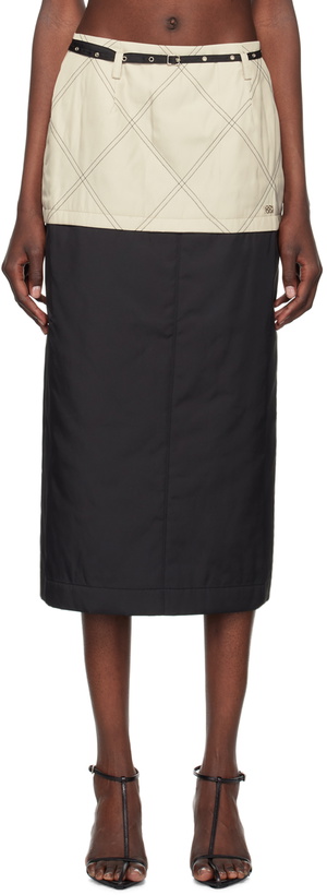 Photo: Kijun Beige & Black Quilted Midi Skirt