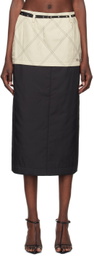 Kijun Beige & Black Quilted Midi Skirt