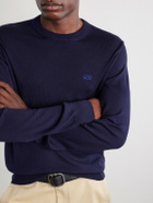 LOEWE - Anagram-Embroidered Wool-Blend Sweater - Blue
