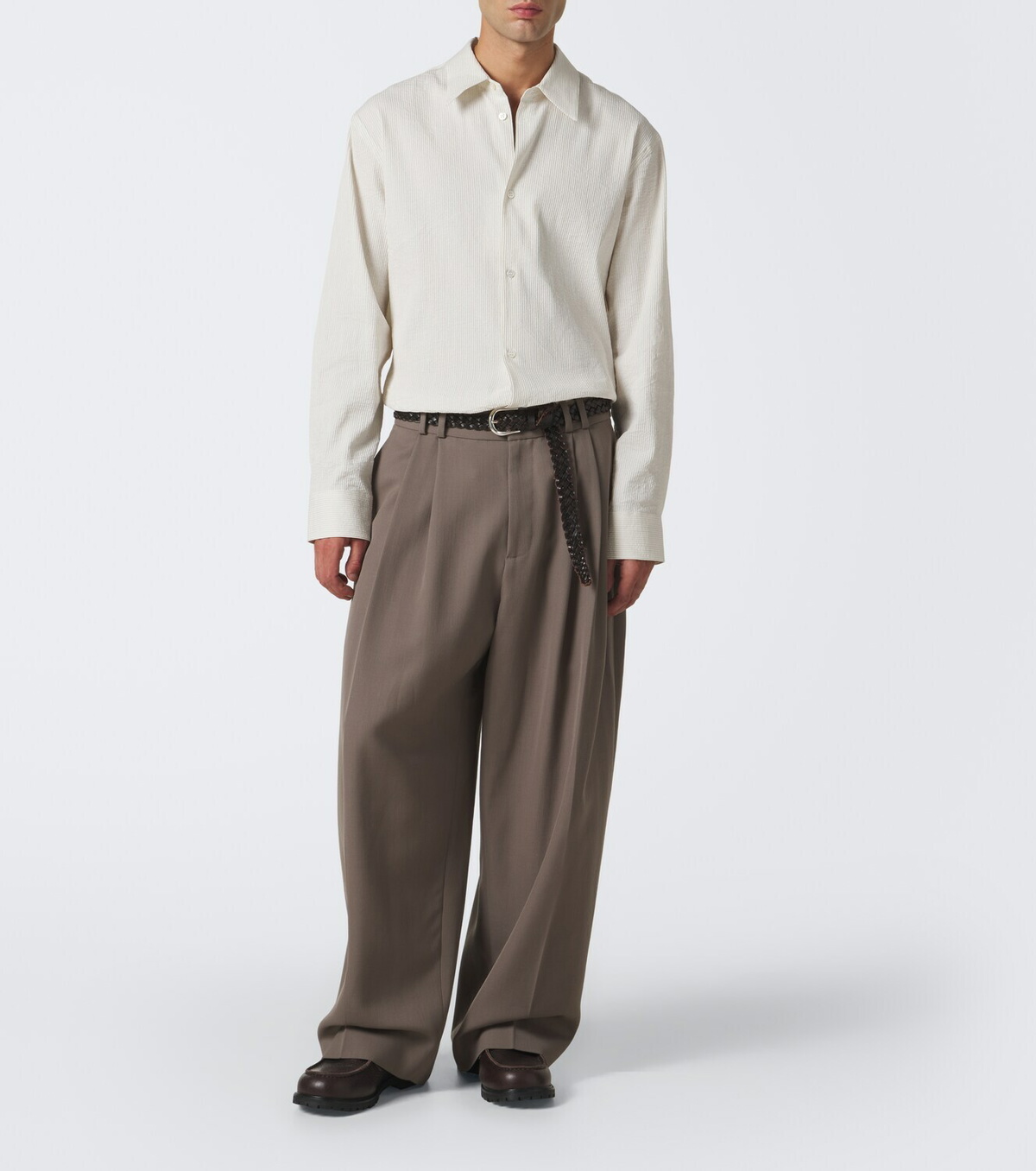 Studio Nicholson View striped cotton and linen shirt