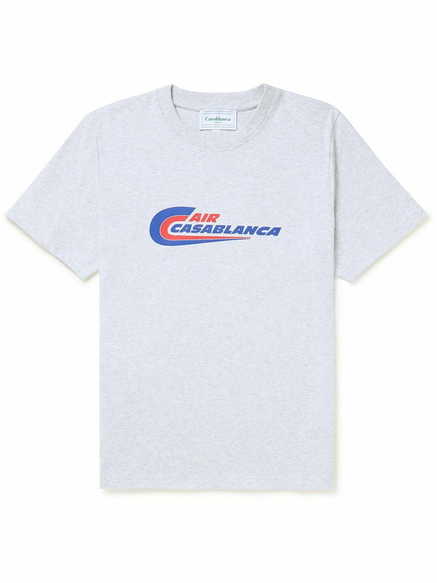 Photo: Casablanca - Logo-Print Cotton-Jersey T-Shirt - Gray